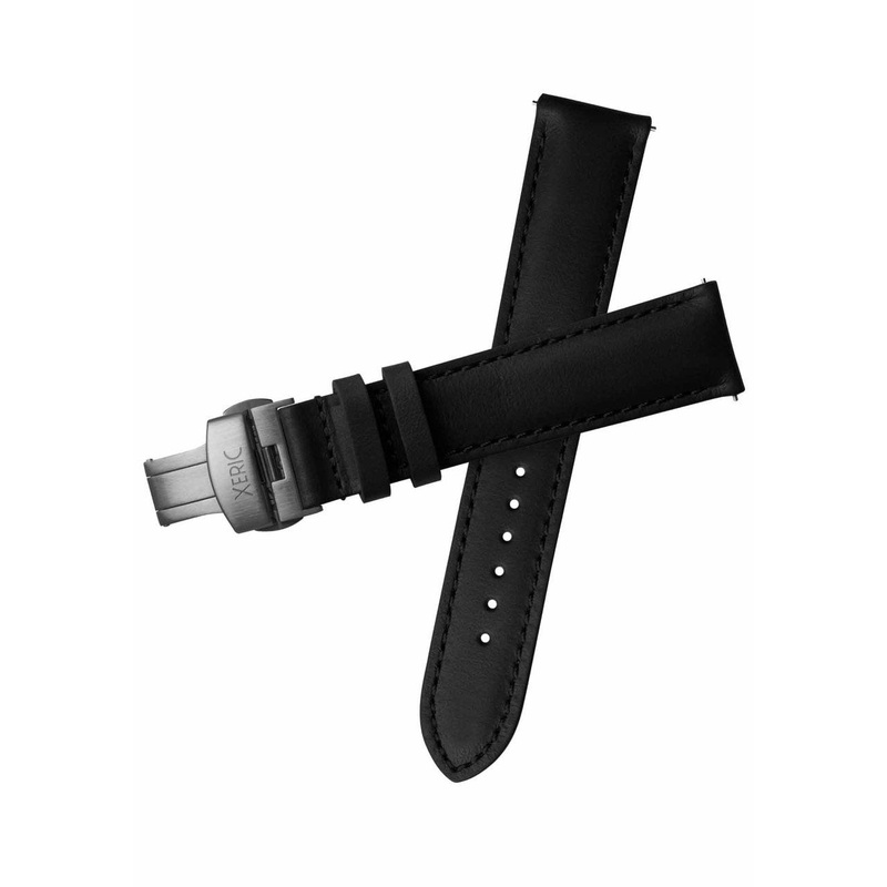 Xeric 20mm Horween Chromexcel Leather Black Strap Gunmetal Deployant Clasp