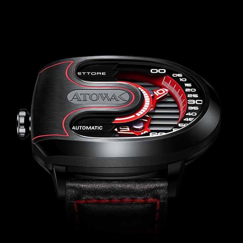 Atowak Ettore Drift 4-Arm Wandering Hour  Black Red Watches