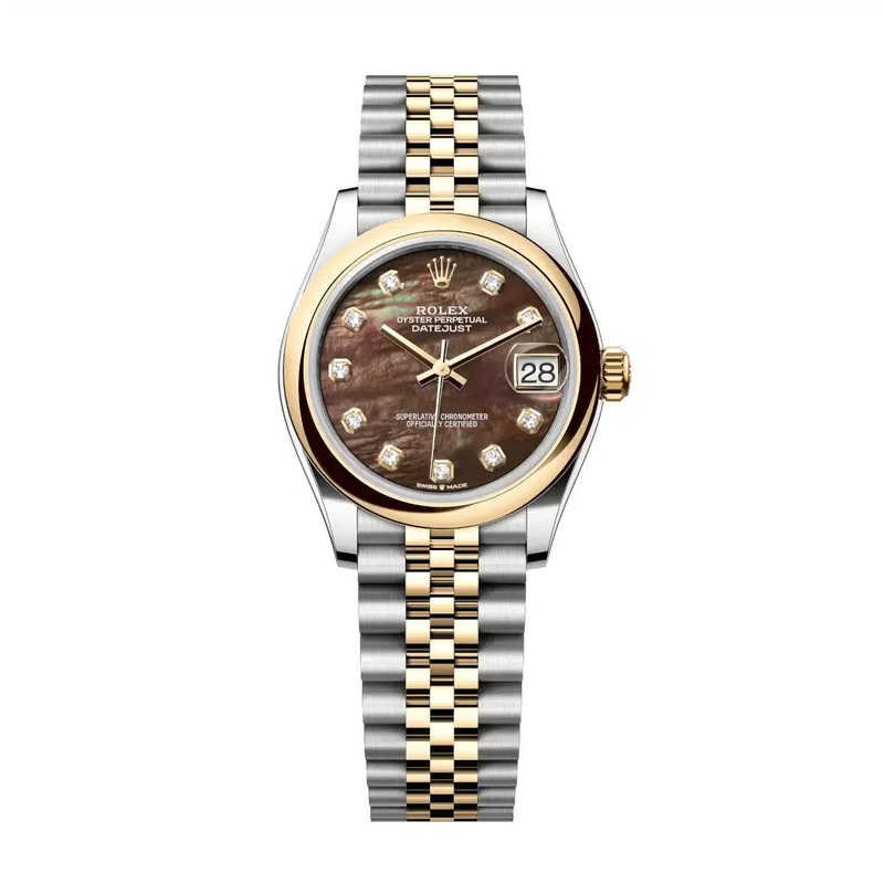 Datejust 31 Yellow Gold Two-Tone Black Mother of Pearl Diamond