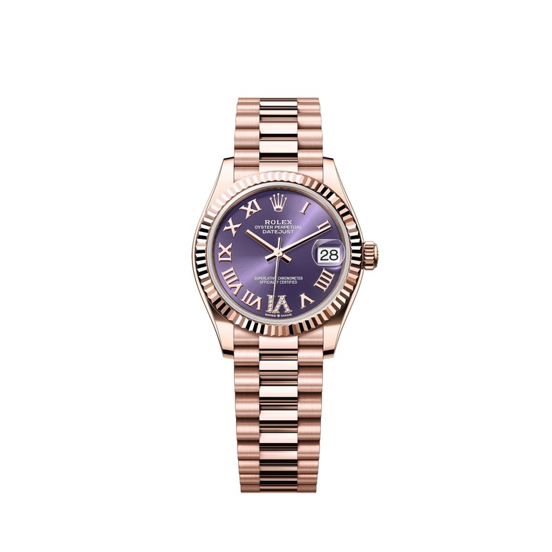 Datejust 31 Everose Gold Aubergine Roman Diamond