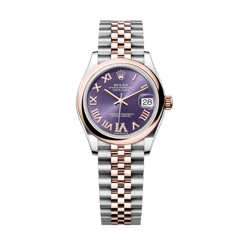 Datejust 31 Everose Gold Two-Tone Aubergine Roman Diamond
