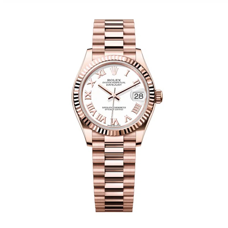 Datejust 31 Everose Gold White Roman