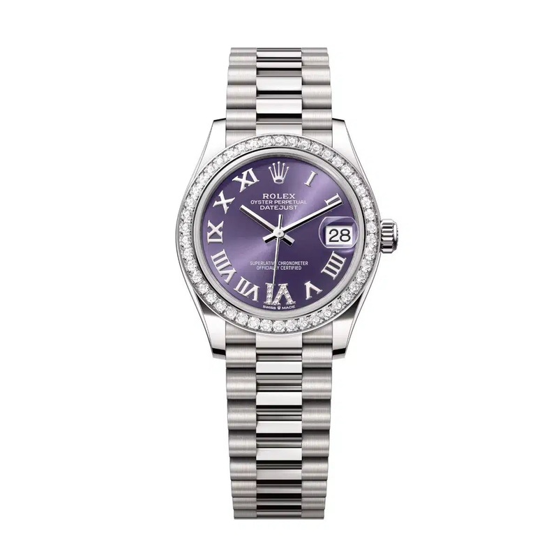 Datejust 31 White Gold Aubergine Roman Diamond
