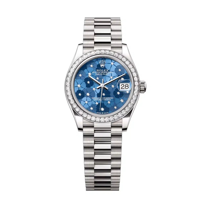 Datejust 31 White Gold Azzurro Blue Floral-Motif Diamond