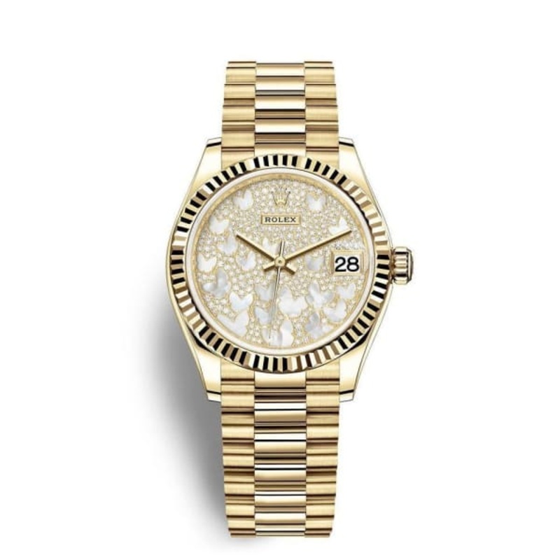 Datejust 31 Yellow Gold Mother of Pearl Diamond Butterfly Pave