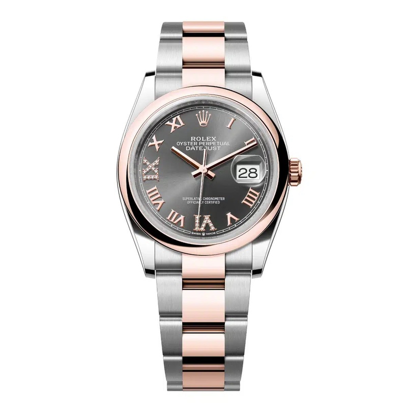 Datejust 36 Everose Gold Two-Tone Slate Roman Diamond