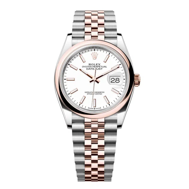 Datejust 36 Everose Gold Two-Tone White Index