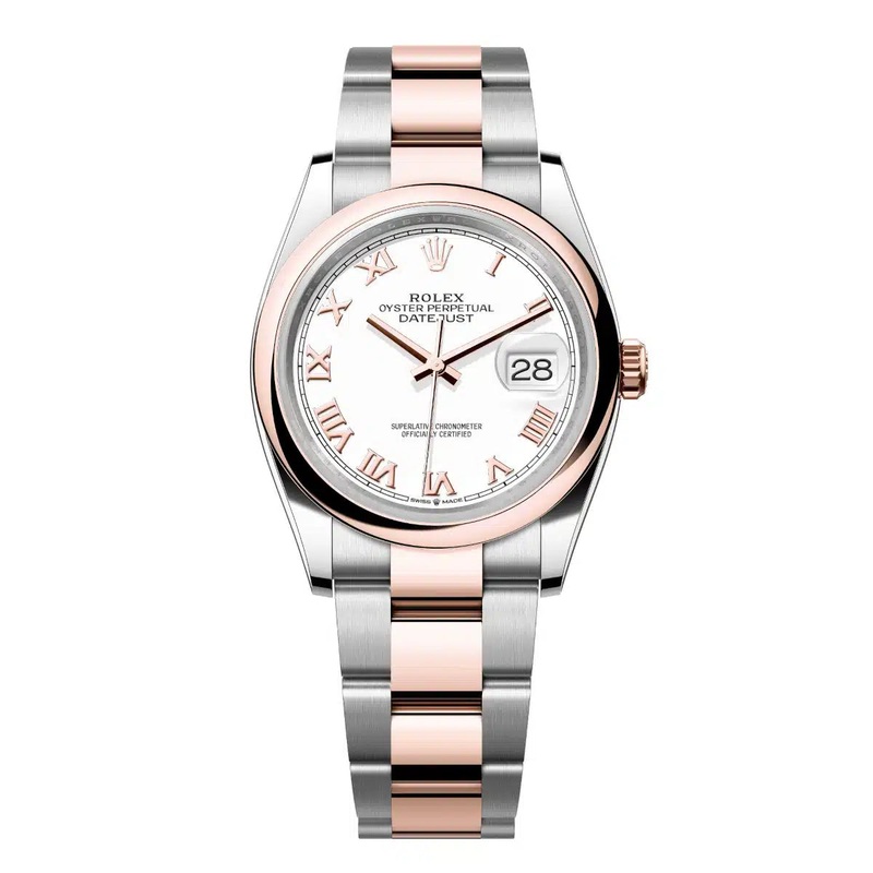 Datejust 36 Everose Gold Two-Tone White Roman