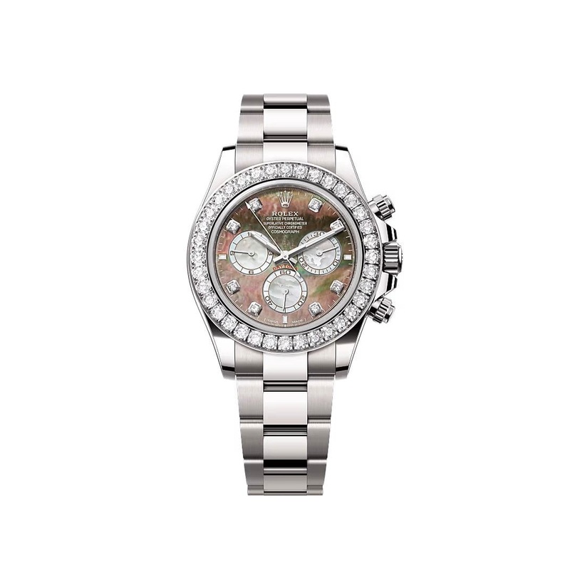 Cosmograph Daytona White Gold Black & White Mother of Pearl Diamond