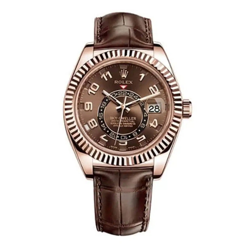 Sky-Dweller Everose Gold Brown Leather Chocolate Roman