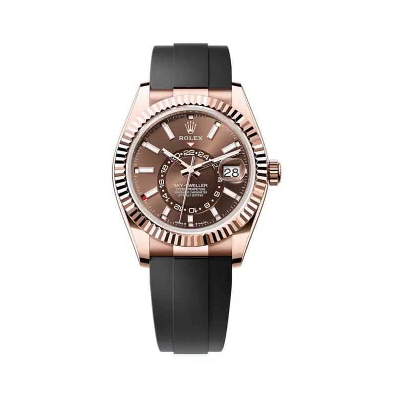 Sky-Dweller Everose Gold Oysterflex Chocolate