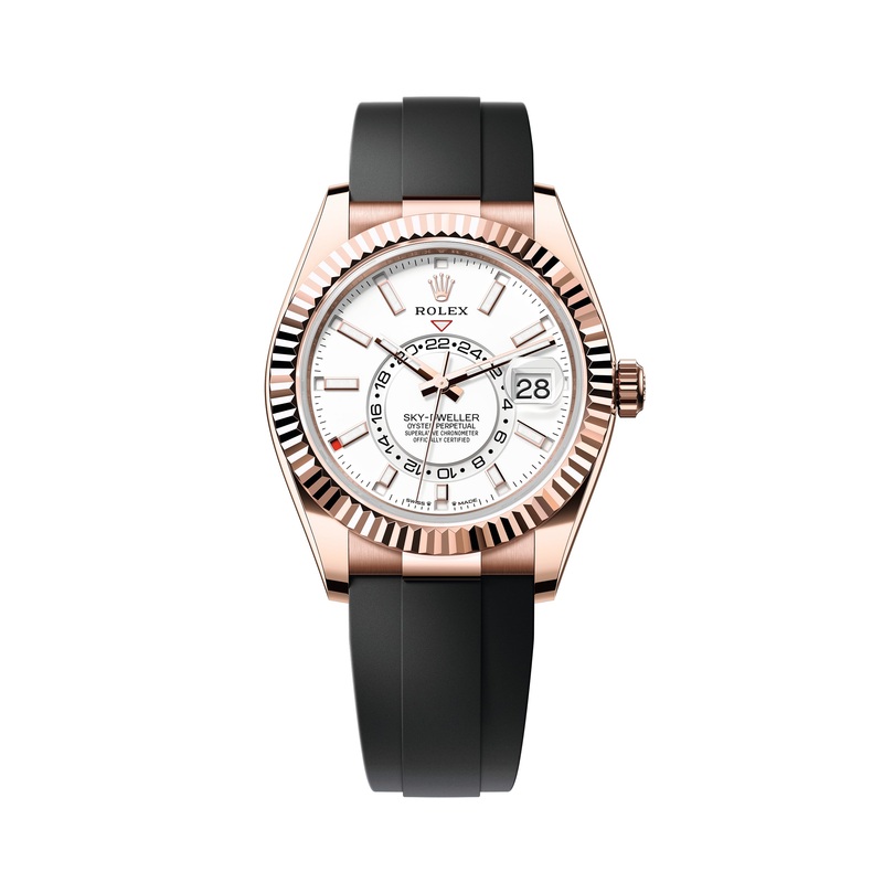 Sky-Dweller Everose Gold Oysterflex Intense White