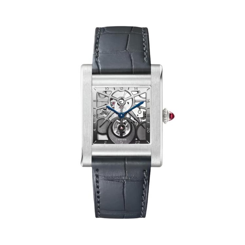 Tank Normale Skeleton Platinum Interchangeable Leather Strap