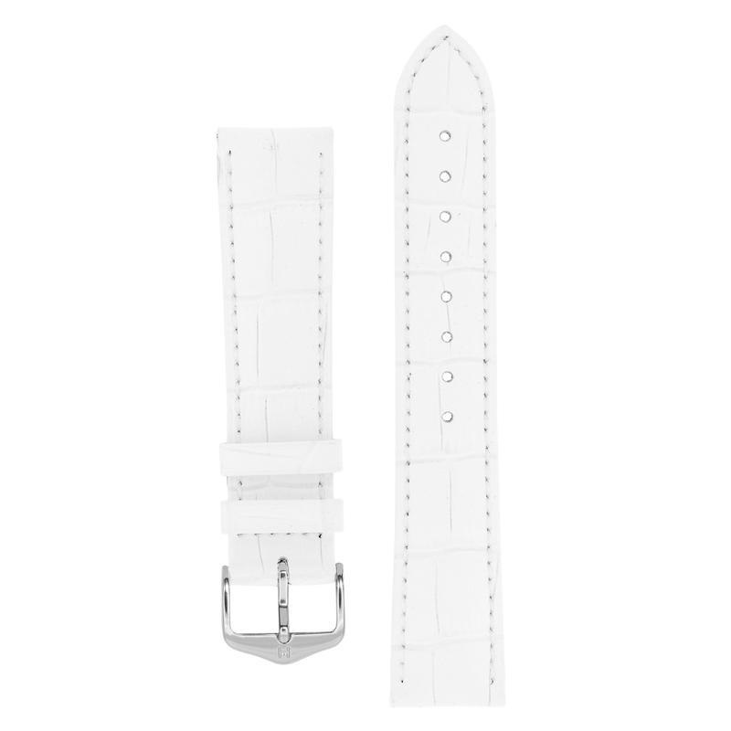 Hirsch DUKE Alligator Embossed Leather Watch Strap in WHITE