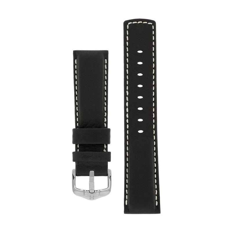 Hirsch MARINER Water-Resistant Leather Watch Strap in BLACK