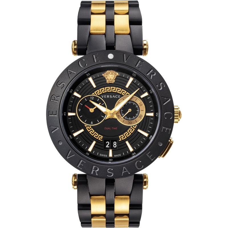 Versace Men’s Watch V-Race 46mm Black Gold Two-Tone Bracelet VEBV00619