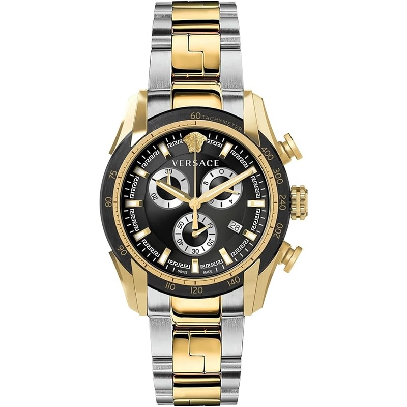 Versace Men’s Watch V-Ray 44mm Black Two-Tone Bracelet VE2I00421