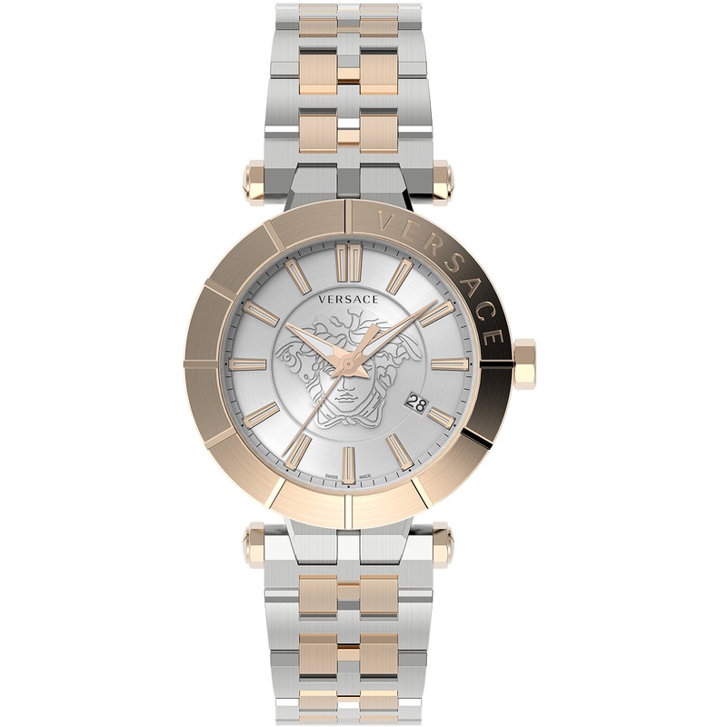 Versace Men’s Watch V-Race 43mm White Two-Tone Bracelet VE2B00521