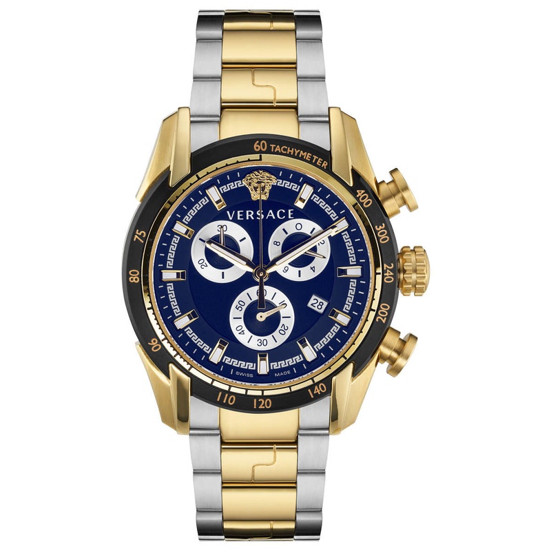 Versace Men’s Watch V-Ray 44mm Blue Two-Tone Bracelet VE2I01021