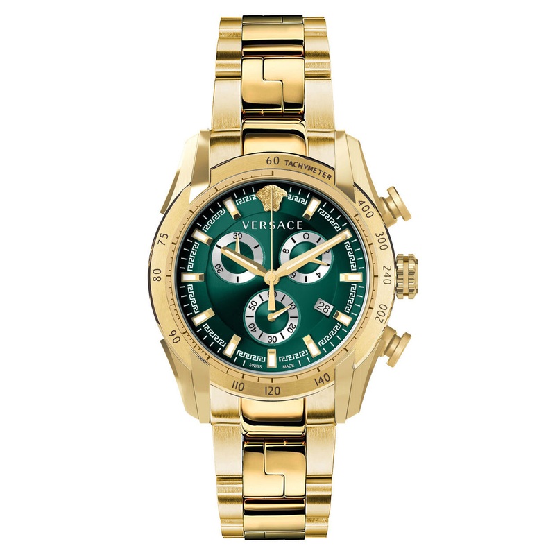 Versace V-Ray Men’s Green Gold Chronograph Watch VE2I00621