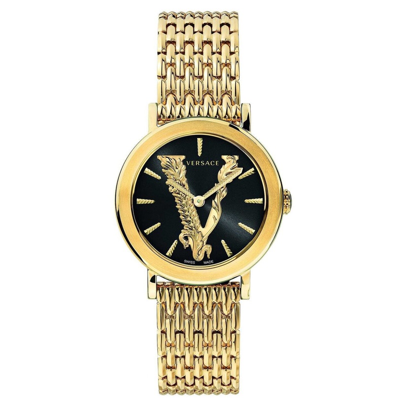 Versace Virtus 36mm Ladies’ Black Gold Watch VERI00820