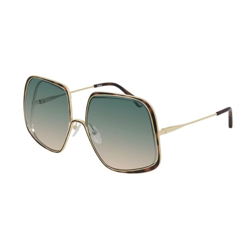 Chlo Women’s Sunglasses Hanah Oversized Square Tortoise/Green CH0035S-004 62