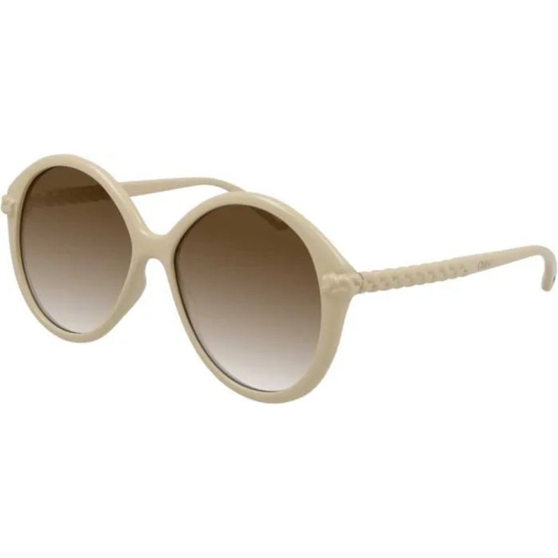 Chlo Women’s Sunglasses Oversized Round White/Brown CH0002S-002 58