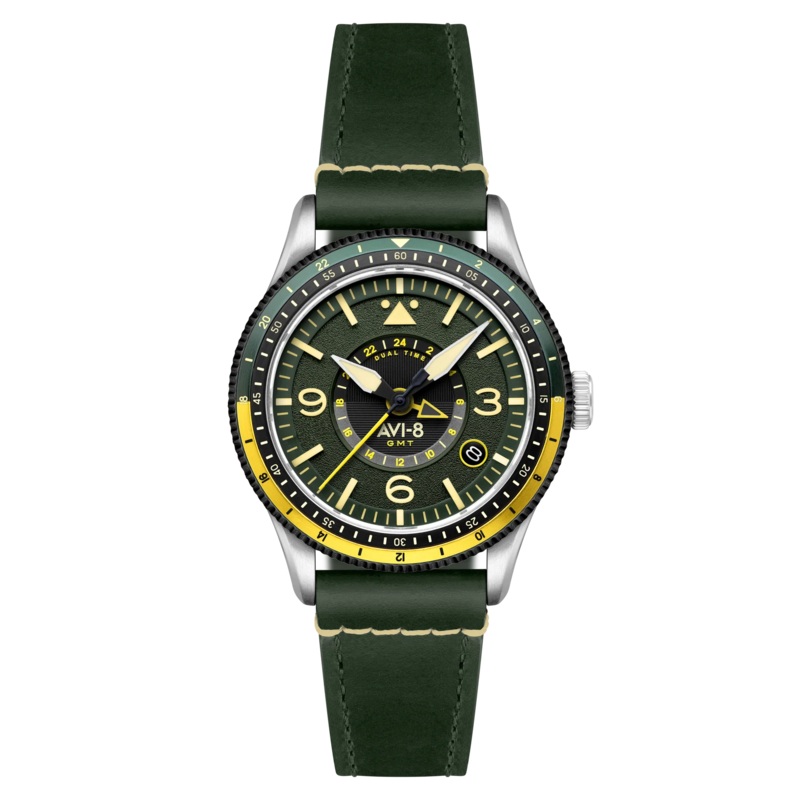 AVI-8 Flyboy Airmaster GMT Men’s Green Automatic Watch AV-4128-03