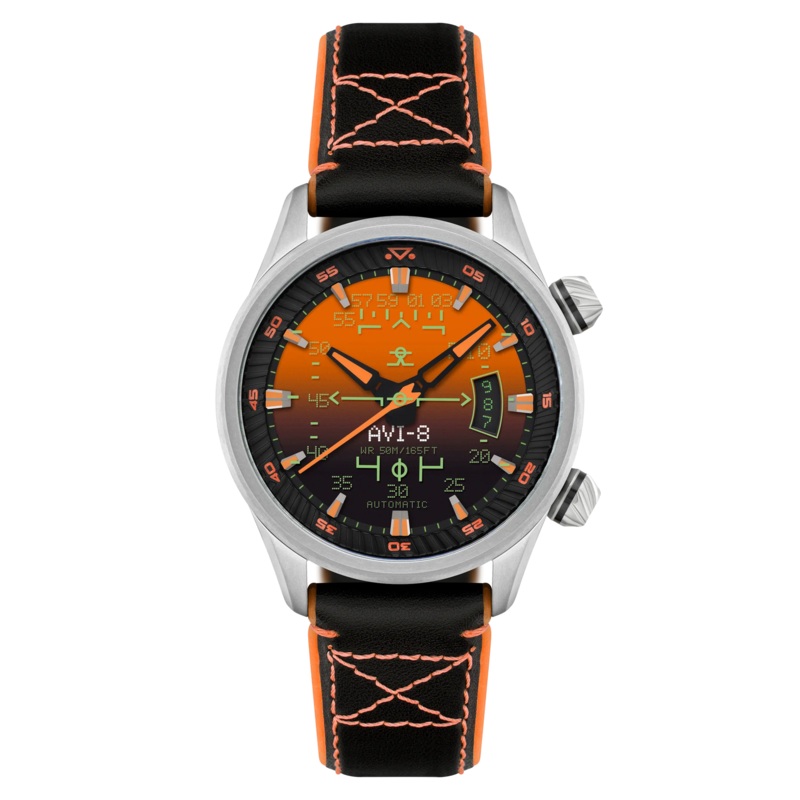 AVI-8 Hawker Harrier HUD Men’s Orange Black Automatic Watch AV-4117-03